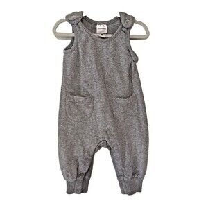 HANNA ANDERSSON 70cm 6-12 Mo Romper Coverall Gray Pocket One-Piece Boy Girl